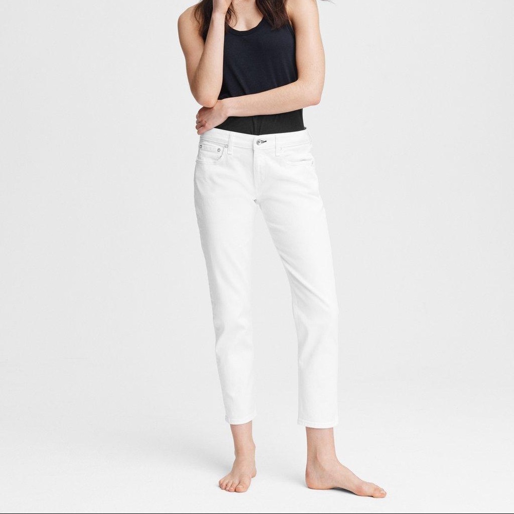 Rag & Bone Dre White Low Rise Boyfriend Jeans